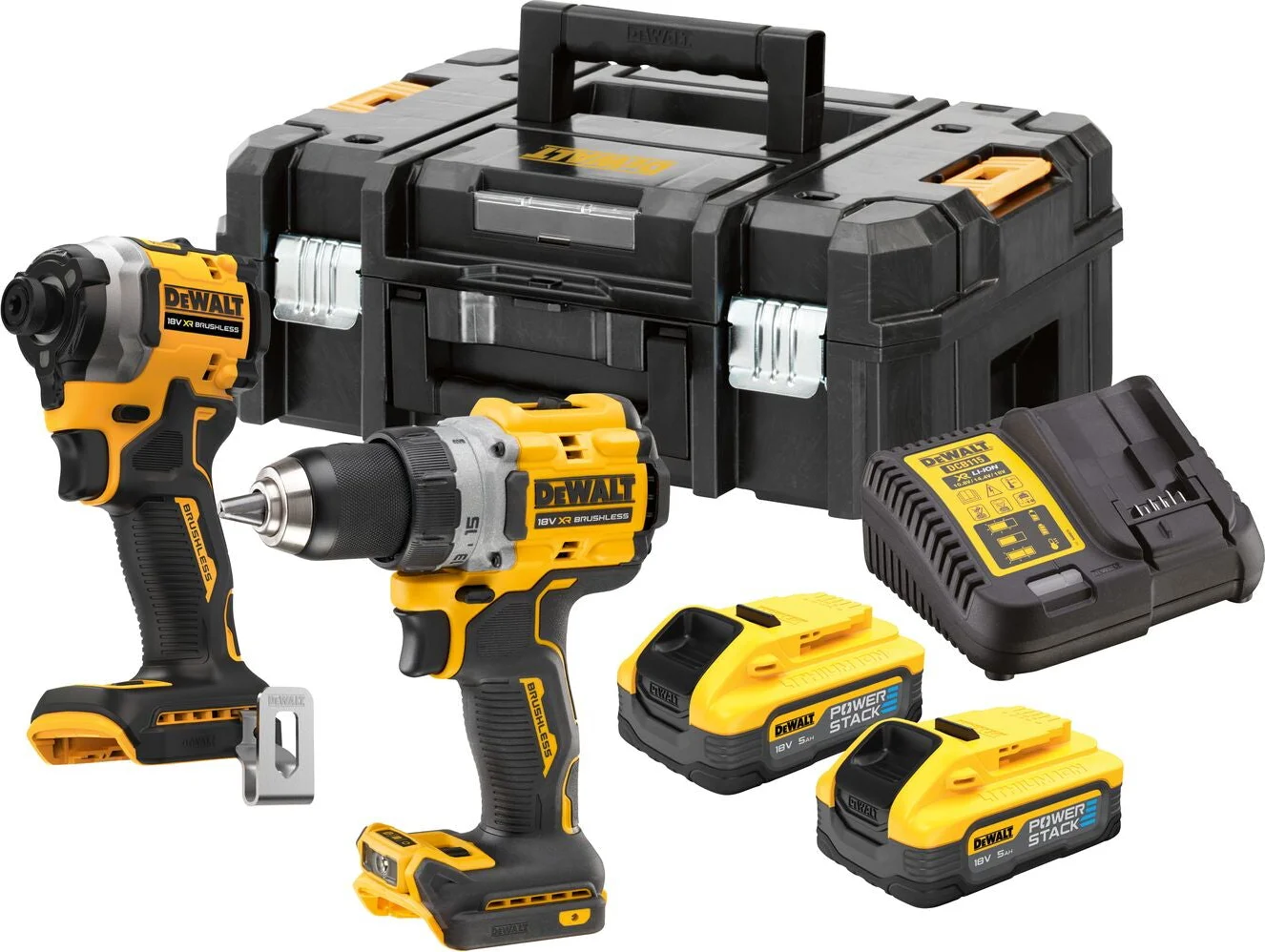 DeWALT DCK2051H2T Accu combiset 2-delig (DCD800 + DCF850) 18V XR 5.0Ah POWERSTACK in TSTAK