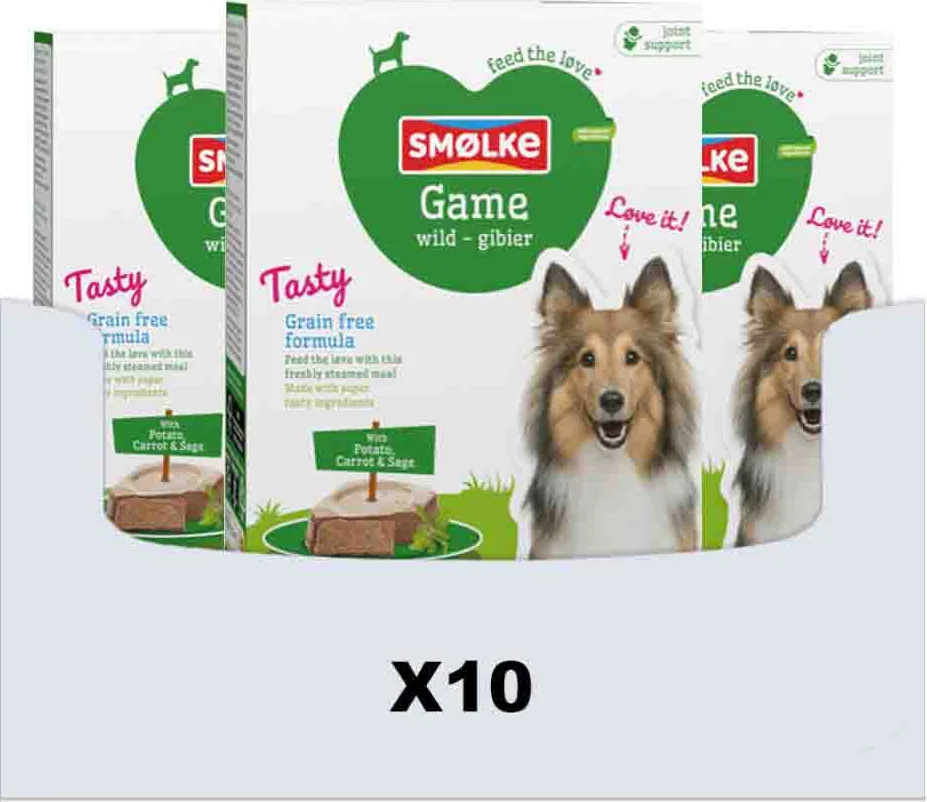 10x Smolke Hondenvoer Vers Gestoomd Wild Graanvrij 395 gr