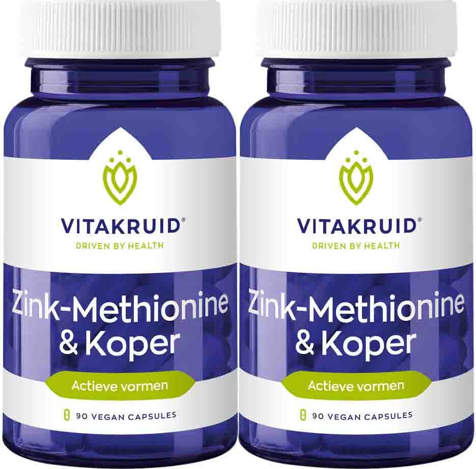 2x Vitakruid Zink Methionine Koper 90 vegancapsules