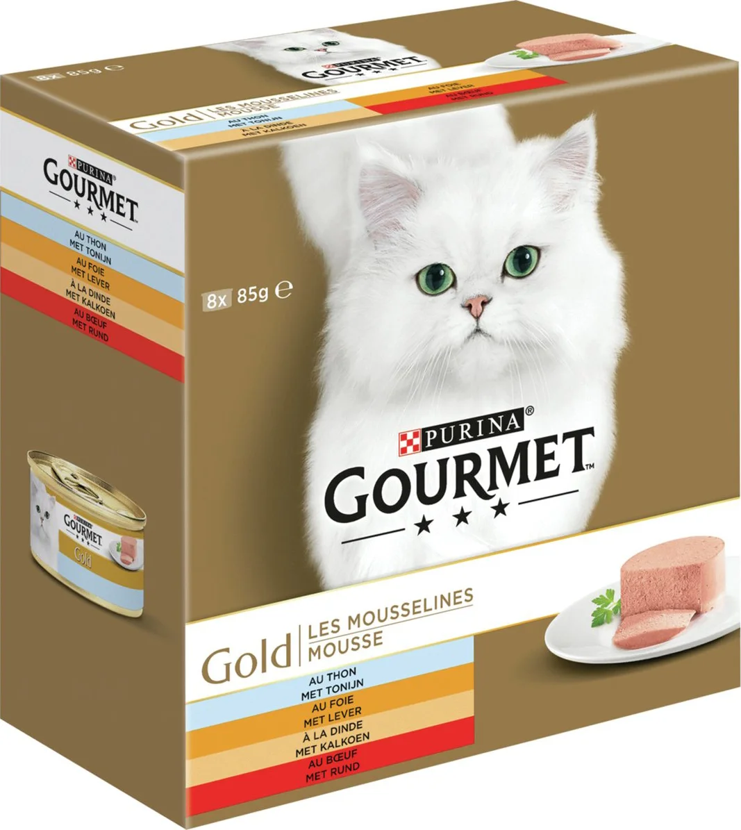 Gourmet Gold Kattenvoer Nat Fijne Mousse Rood 8 x 85 gr