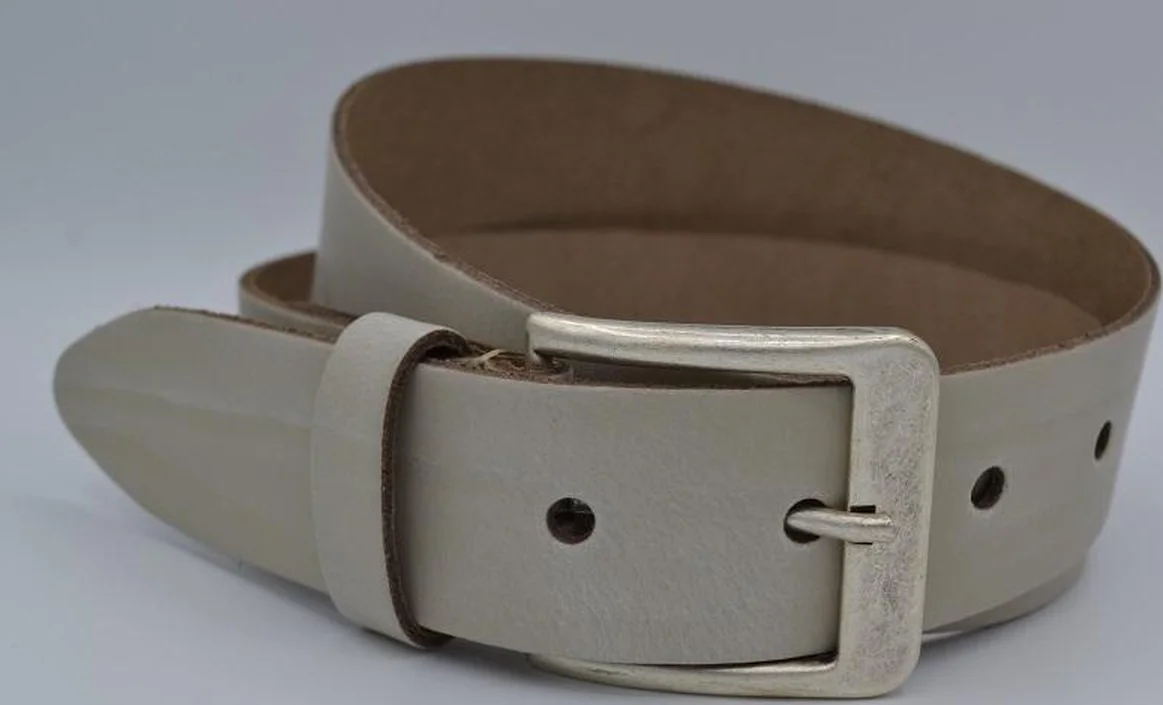 4cm brede ecru echt lederen jeans riem maat 95
