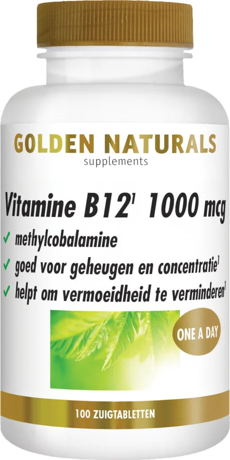 2x Golden Naturals Vitamine B12 1000mcg Vegan 100 zuigtabletten