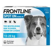 Frontline Spot On Anti Vlooien en Teken Druppels Hond M 10 - 20 kg 3 pipetten