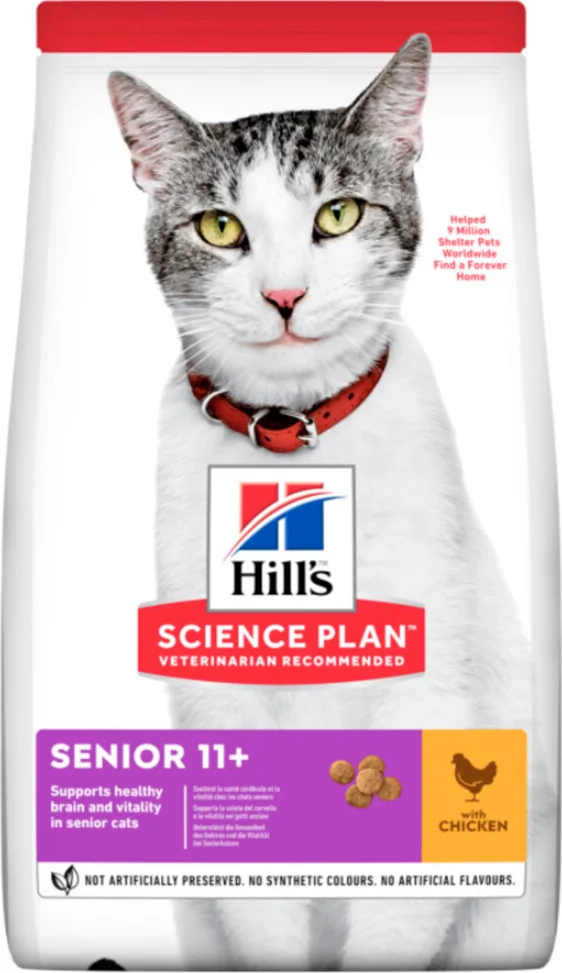 4x Hill's Science Plan Kattenvoer Senior 11+ Kip 3 kg