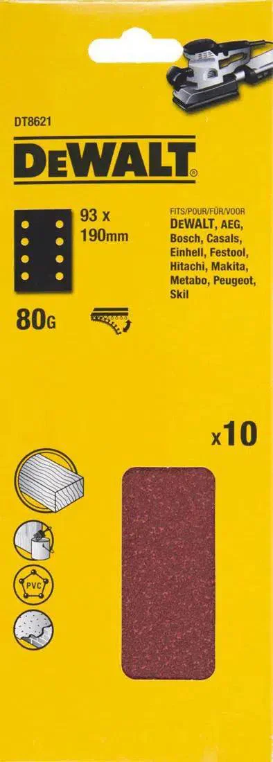 DeWALT DT8621 P80 Schuurpapier 93x190mm VE=10