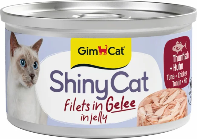 GimCat Kattenvoer Nat ShinyCat Filets in Jelly Tonijn & Kip 70 gr