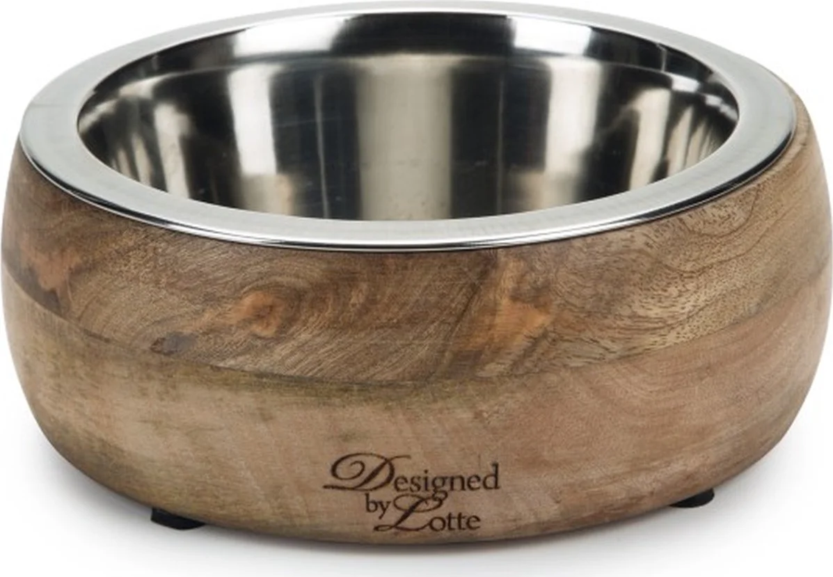Designed by Lotte Mandira - voerbak Hond - eetbak Hond - Drinkbak Hond - Hout - 650 ml