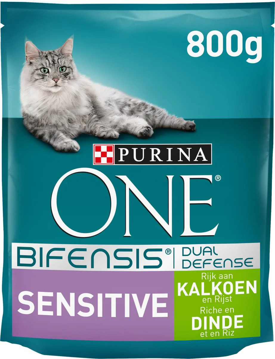 Purina ONE Kattenvoer Droog Sensitive Kalkoen 800 gr