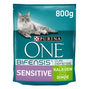 Purina ONE Kattenvoer Droog Sensitive Kalkoen 800 gr