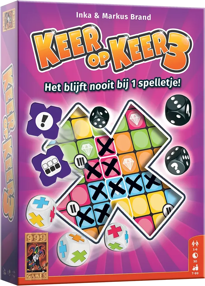999 Games - Keer op Keer 3 - Vervolg op het immens populaire dobbelspel Keer op Keer - Gezelschapsspel - Familiespel - Educatief spel - Klein cadeautje
