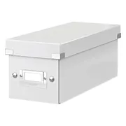 Leitz WOW Click & Store Opbergdoos met Deksel voor CD's - Kartonnen Sorteerdoos voor Spullen - 84% Gerecycled Karton - 14.3 x 35.2 Cm (BxD) - Wit