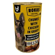 Rokus Hondenvoer Blik Stukjes Kip in Jus 1,24 kg