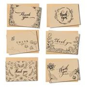 Partizzle 36x Kraft Bedankt Kaartjes Set - Thank You Cards - Wenskaarten - Ansichtkaarten - Kaarten met Enveloppen - 15x10 cm