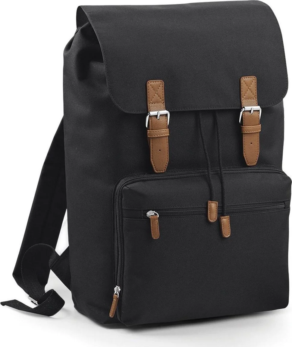 Bagbase Vintage Laptop Rugzak 18 Liter - Zwart-Bruin