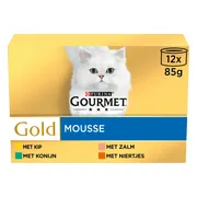 4x Gourmet Gold Kattenvoer Nat Fijne Mousse Multipack Blauw 12 x 85 gr
