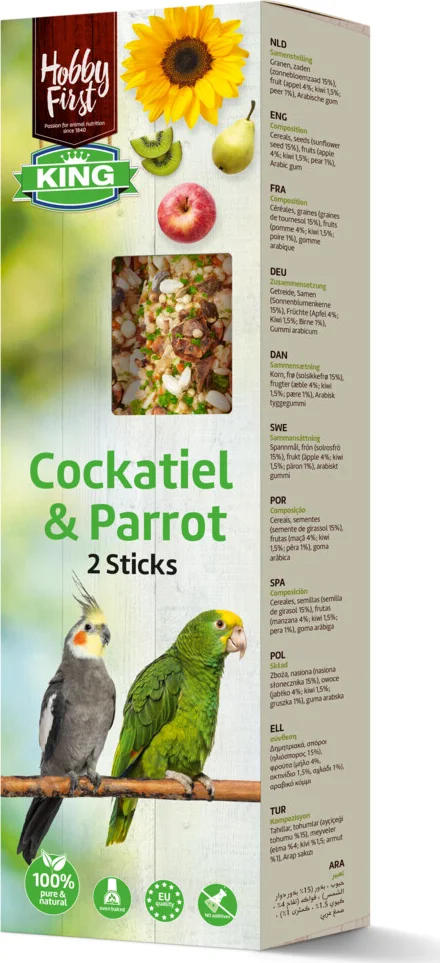 HobbyFirst King Sticks Valkparkieten & Papegaai Fruit 180 gr