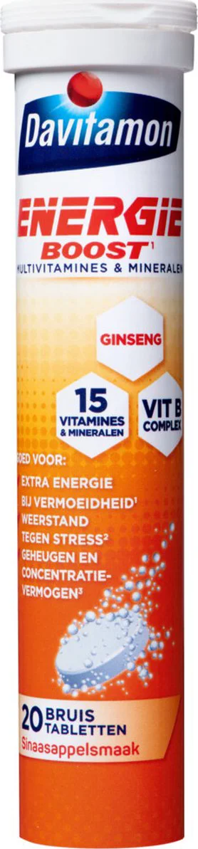 2x Davitamon Energie Boost Multivitamines Mineralen 20 Bruistabletten