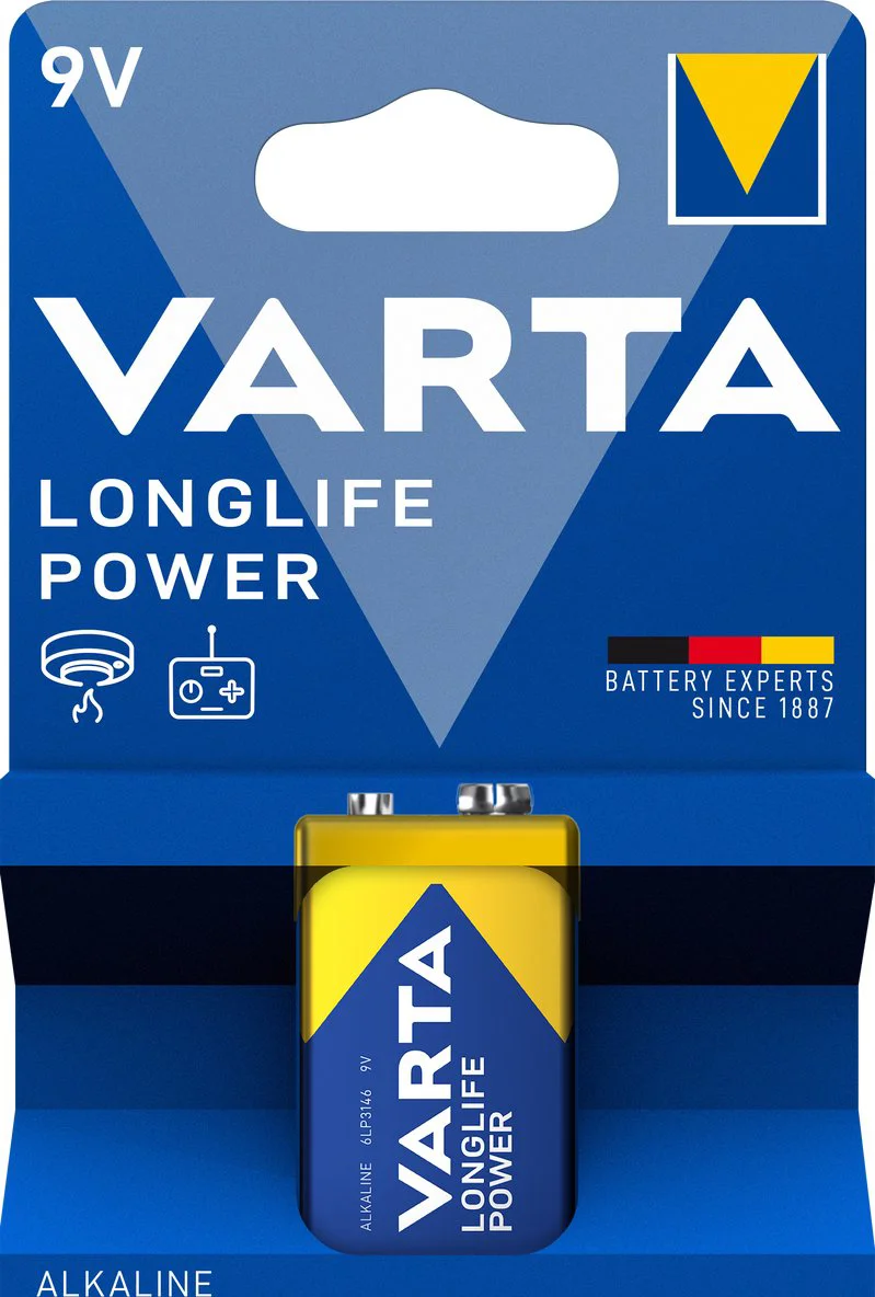 Varta Longlife Power Alkaline Batterijen 9V 565 mAh