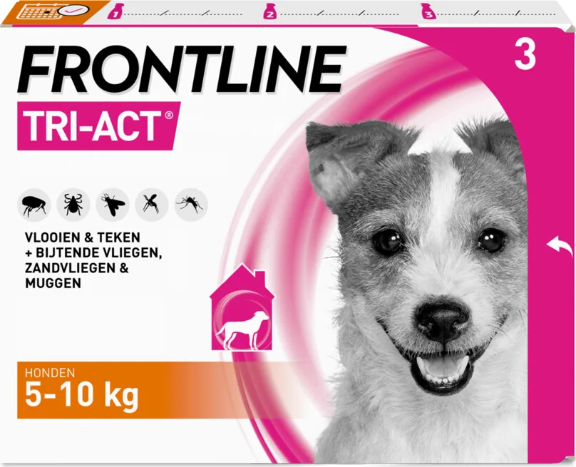 Frontline Tri-Act Anti Vlooien en Teken Druppels S 3 pipetten