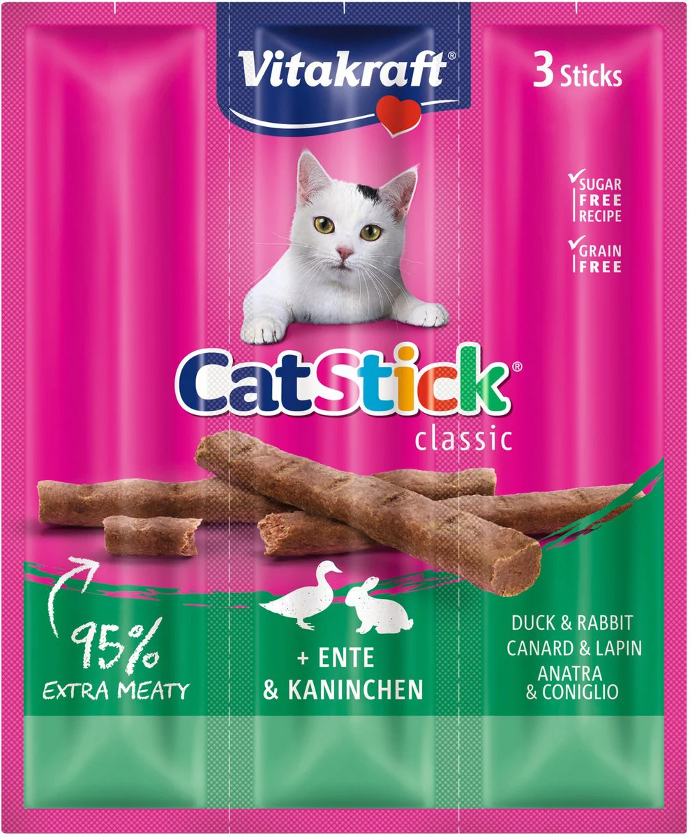Vitakraft Cat-Stick Mini eend - Konijn 3 stuks