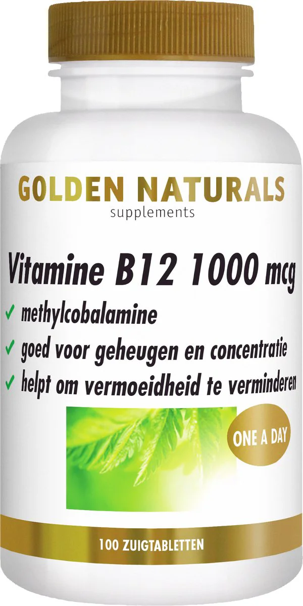 Golden Naturals Vitamine B12 1000mcg Vegan 100 zuigtabletten