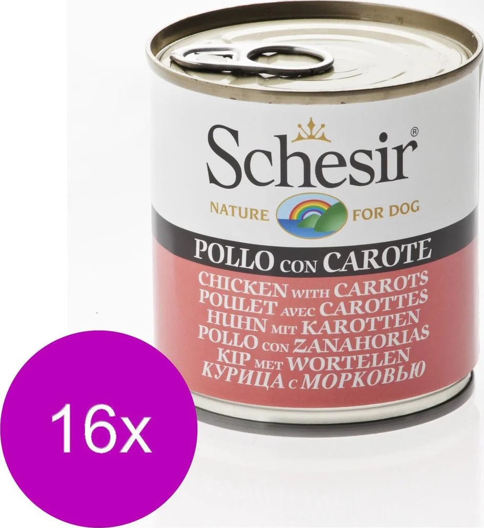 16x Schesir Hondenvoer Kip Wortel in Gelei 285 gr