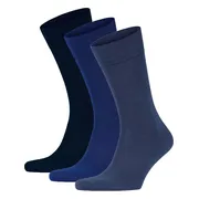 FALKE Happy Box 3-Pack eenkleurig katoen multipack sokken heren blauw - maat 43-46
