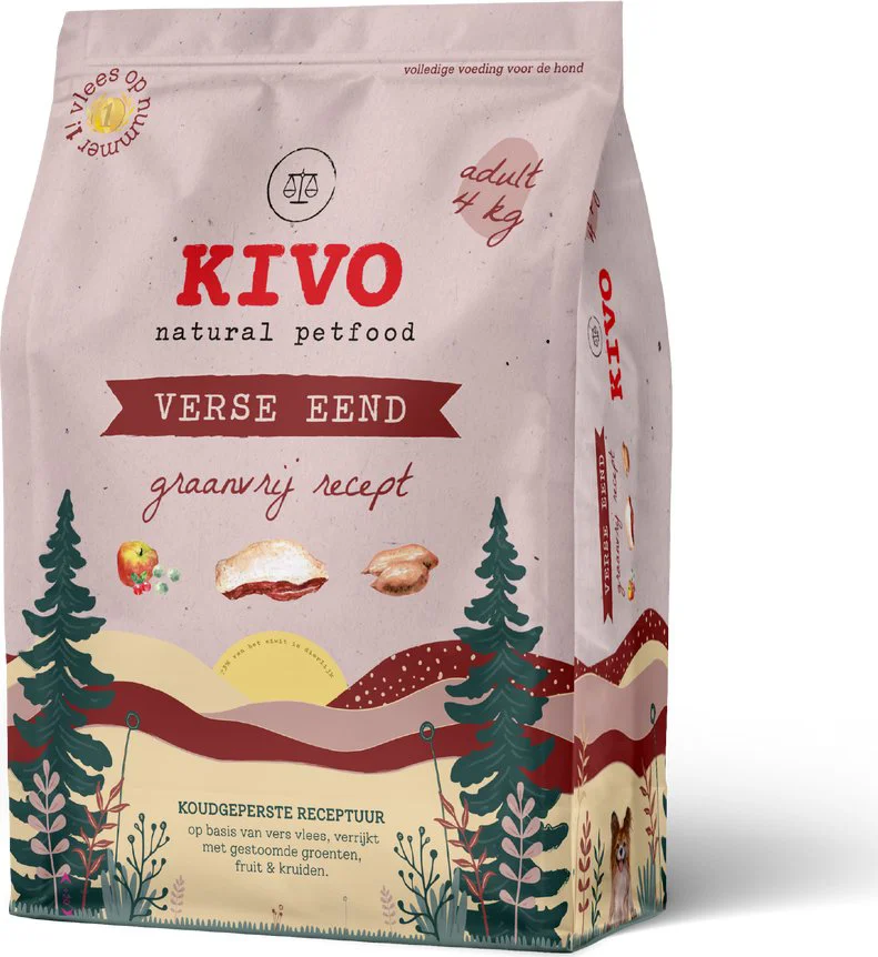 Kivo Hondenvoer Droog Verse Eend Graanvrij 4 kg