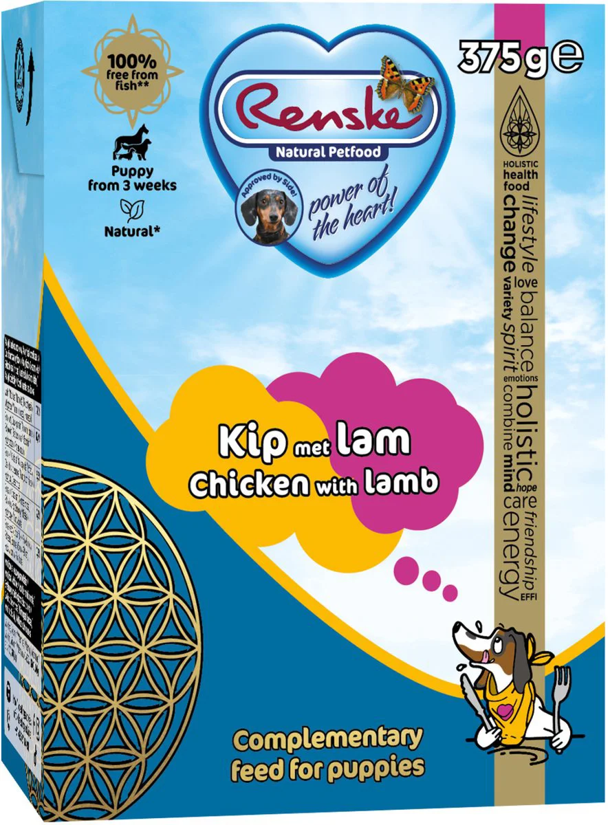 Renske Vers Puppy Tetra Hondenvoer Nat Kip met Lam 375 gr