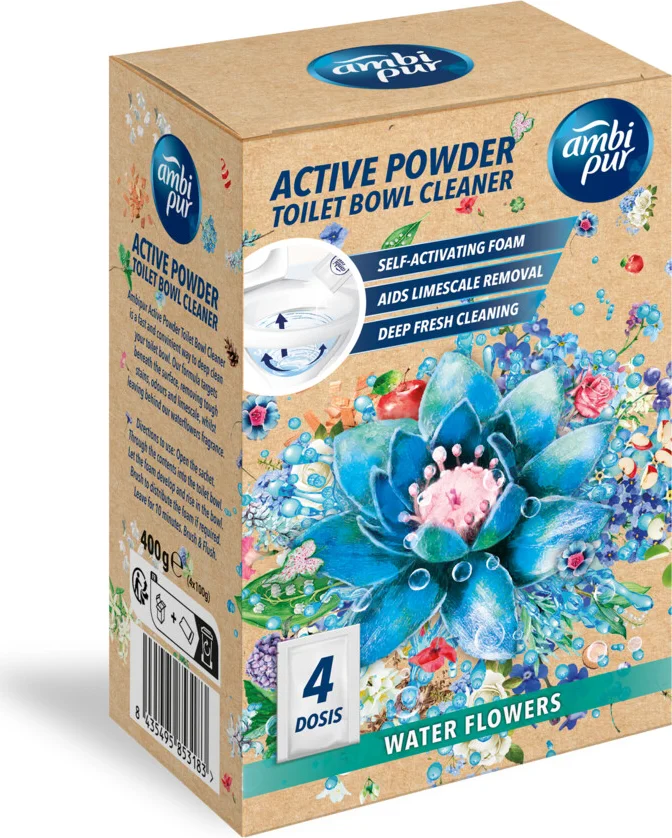 Ambi Pur Active Clean Wc Poeder Water Flowers 4 x 100 gr