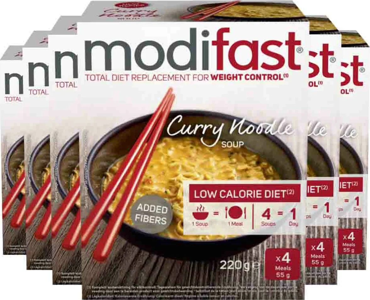 6x Modifast Weight Control Soep Curry Noodle 220 gr