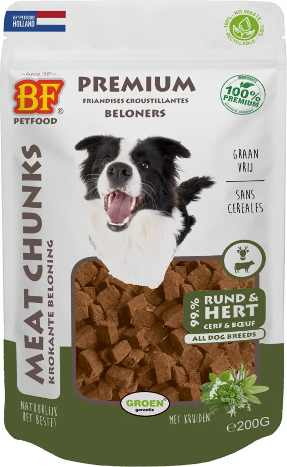 BF Petfood Meat Chunks Rund - Hert 200 gr