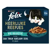 Felix Kattenvoer Nat Heerlijke Reepjes Vis Selectie 12 x 80 gr
