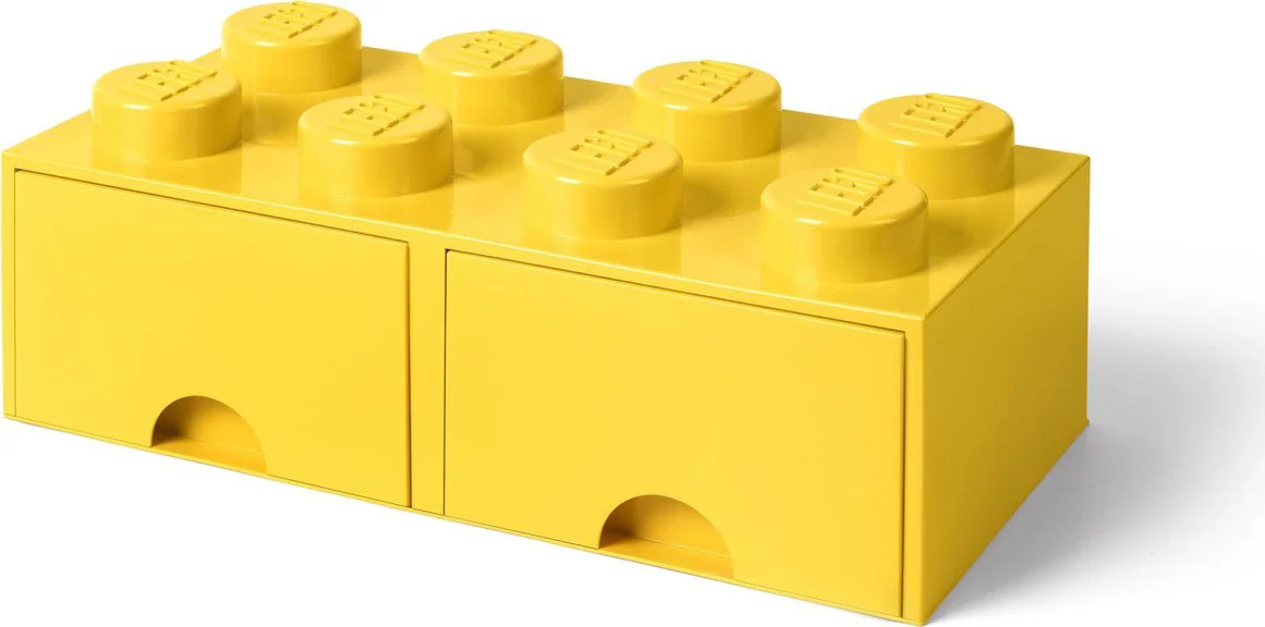 LEGO Opbergsteen met 8 noppen en 2 lades - geel