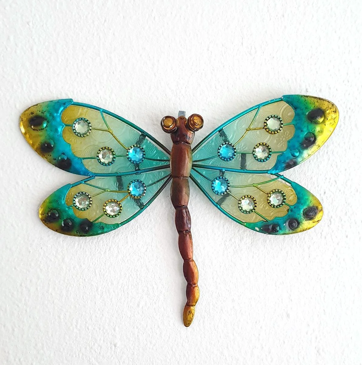 Onthewall | Libelle | oogjes | glas & metaal | groen | L | 25 x 18cm