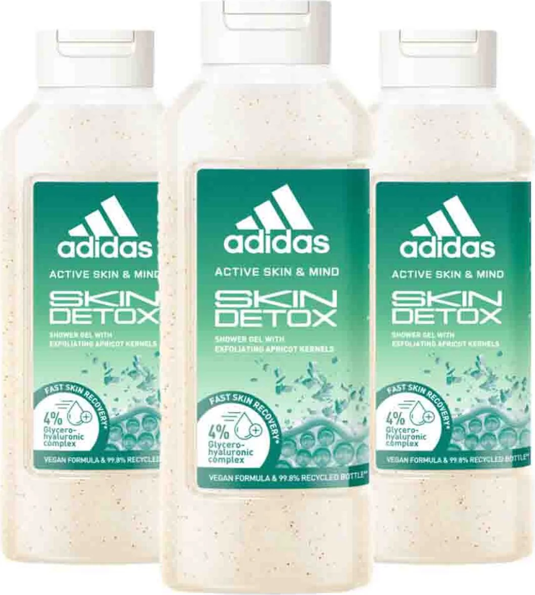 3x Adidas Shower Gel Active Skin & Mind Skin Detox W 400 ml