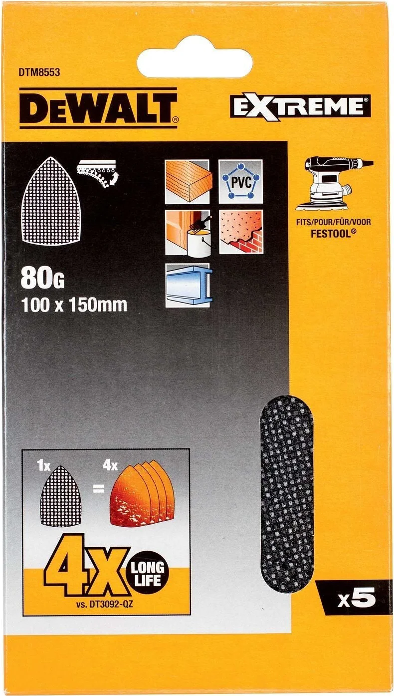 DeWALT DTM8553 Mesh Schuurgaas Delta 100x150mm K80 VE=5