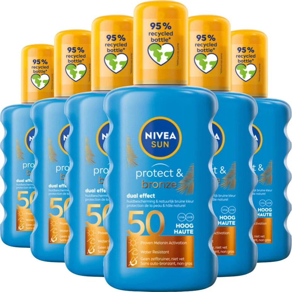 6x NIVEA Sun Protect & Bronze Zonnebrand SPF 50 200 ml