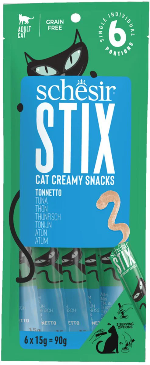 12x Schesir Kattensnack Stix Tonijn & Makreel 6 x 15 gr