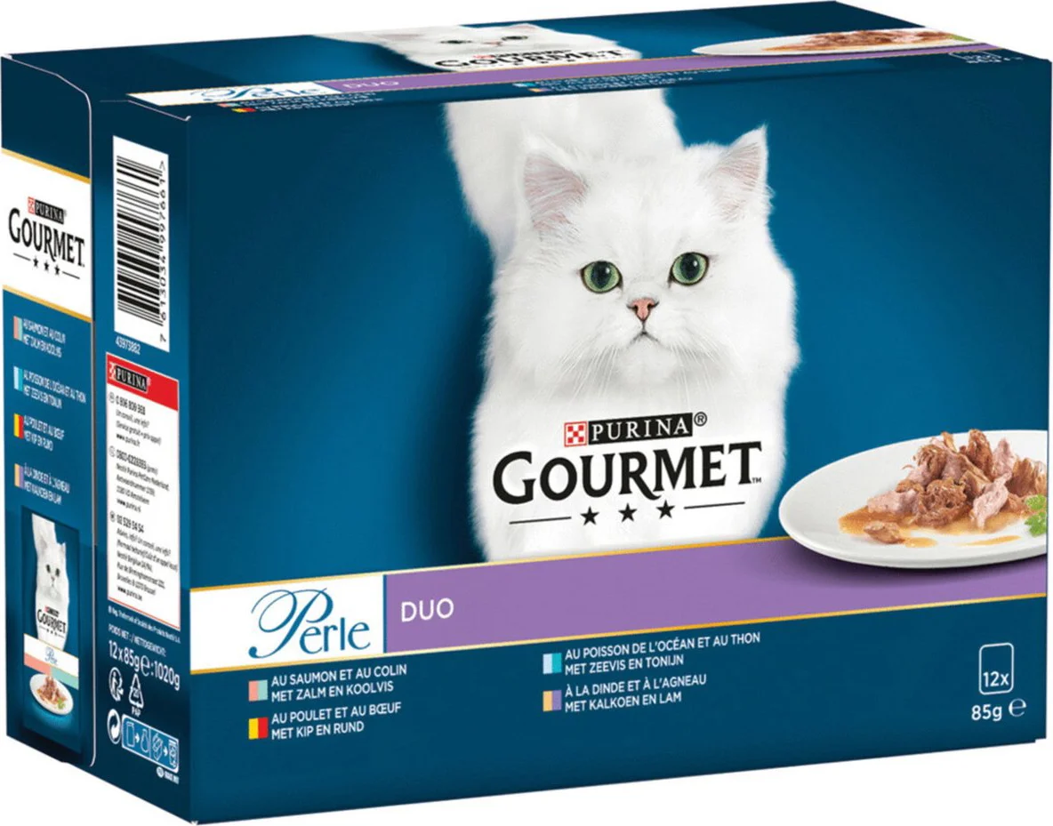 Gourmet Kattenvoer Nat Perle Duo Rund - Kip 12 x 85 gr