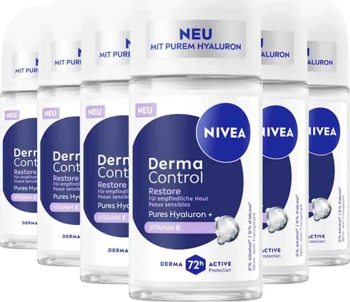 6x NIVEA Deodorant Roller Derma Control Restore 50 ml