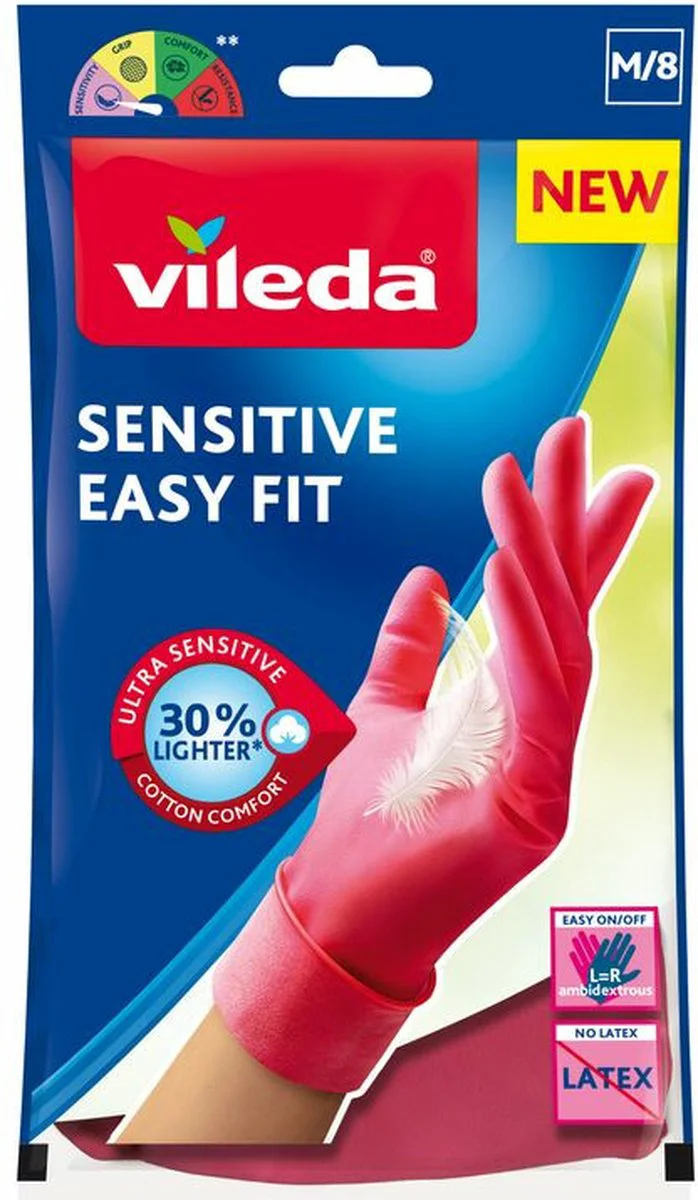 12x Vileda Handschoenen Sensitive Easy Fit Medium 1 paar