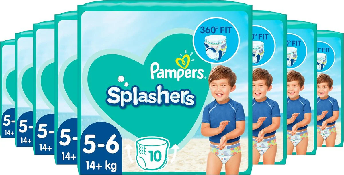8x Pampers Splashers Zwemluiers Maat 5-6 (14 kg+) 10 stuks