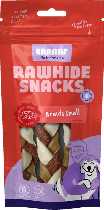 Braaaf Hondensnack Twister Vlecht Klein 12 cm 80 gr