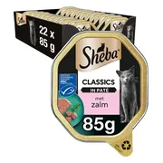 22x Sheba Adult Kattenvoer Classic Paté Natvoer Zalm Kuipjes 85 gr