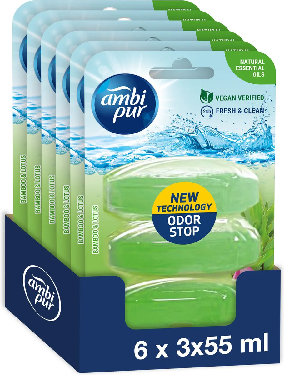 6x Ambi Pur Toiletblok Navulling Tea Tree & Dennen 3 stuk