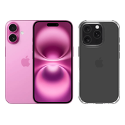 Apple iPhone 16 128GB Roze + BlueBuilt Protective Back Cover Transparant