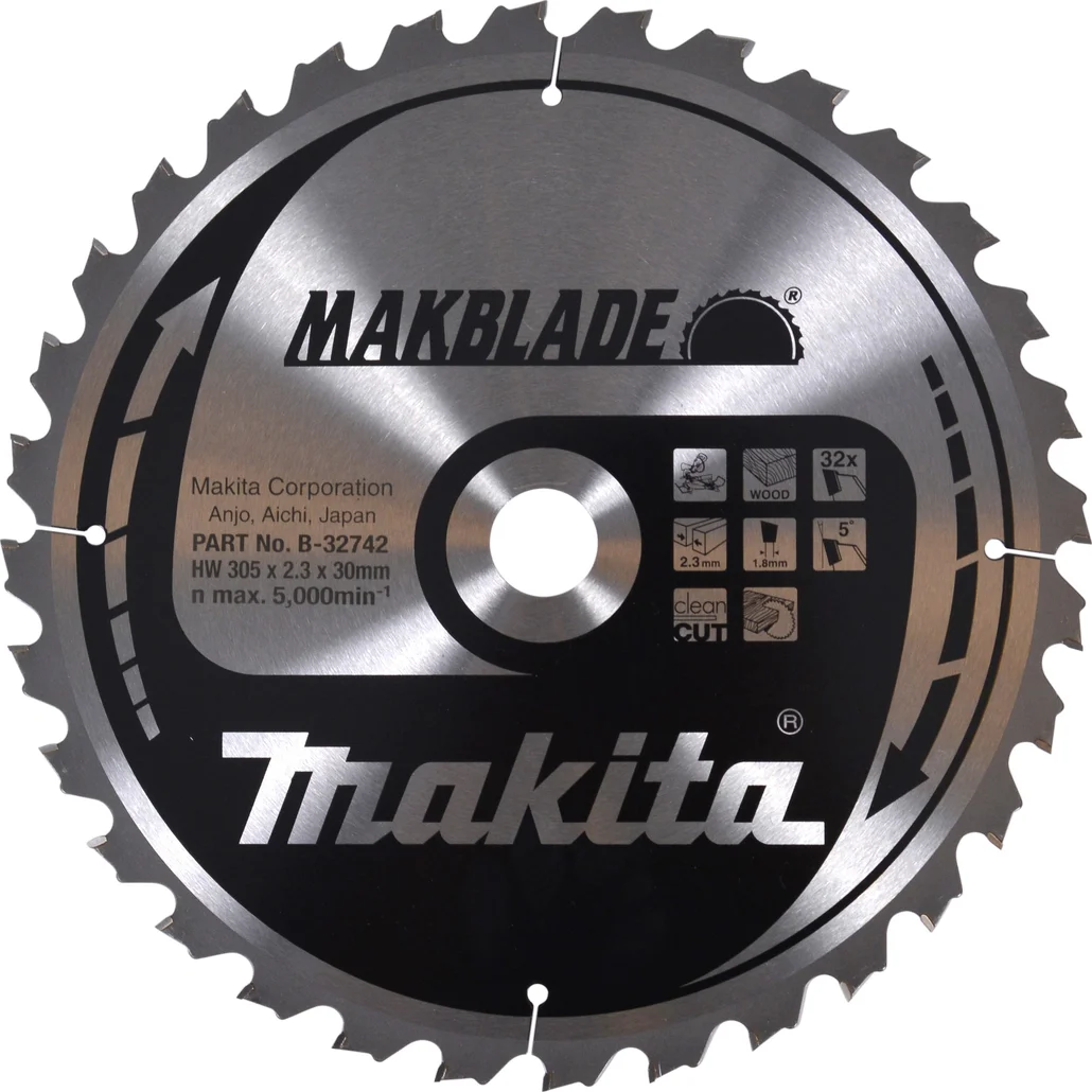 Makita B-32742 Afkortzaagblad Hout | Makblade | 305 x 30 mm | 32-tands