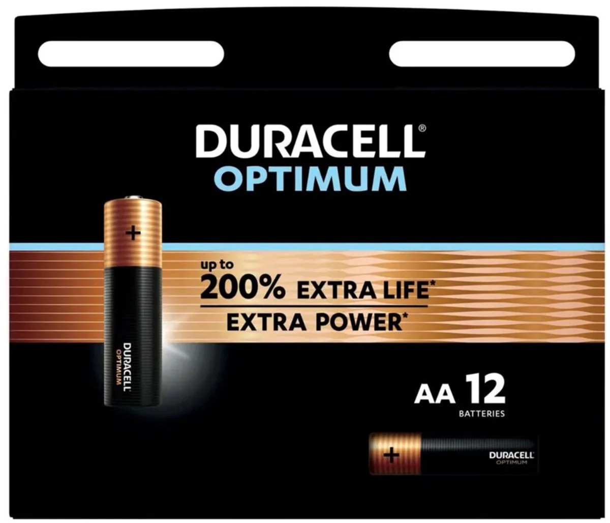 3x Duracell Alkaline Batterijen Optimum AA 12 stuks