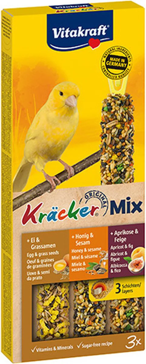 Vitakraft Kanarie Kracker Trio Ei - Abrikoos - Honing 3 stuks